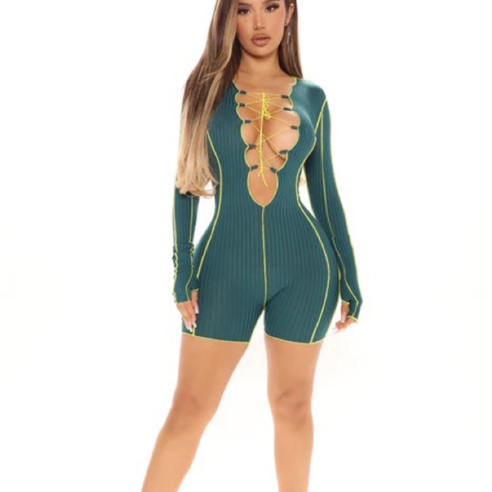 Fashion Nova Katrina Lace Up Romper